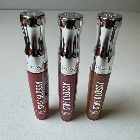 Rimmel Stay Glossy Lip Gloss, Down to Gloss, Three 0.18 oz - Picture 1 of 11